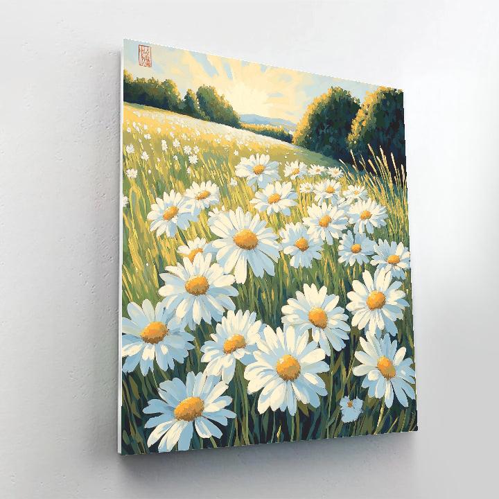 Claude Monet Inspired Field Of Daisies Sun Wash Number painting