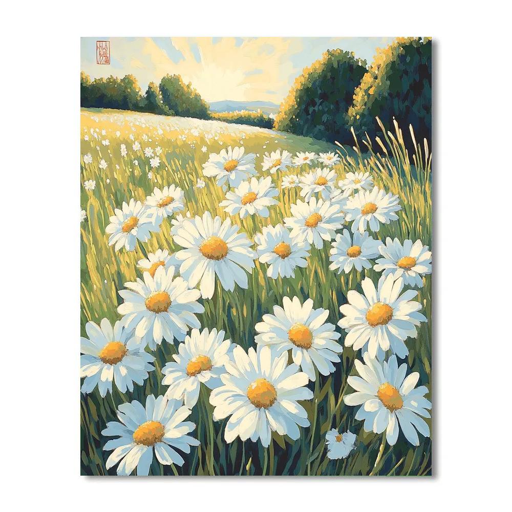 Claude Monet Inspired Field Of Daisies Sun Wash Number painting
