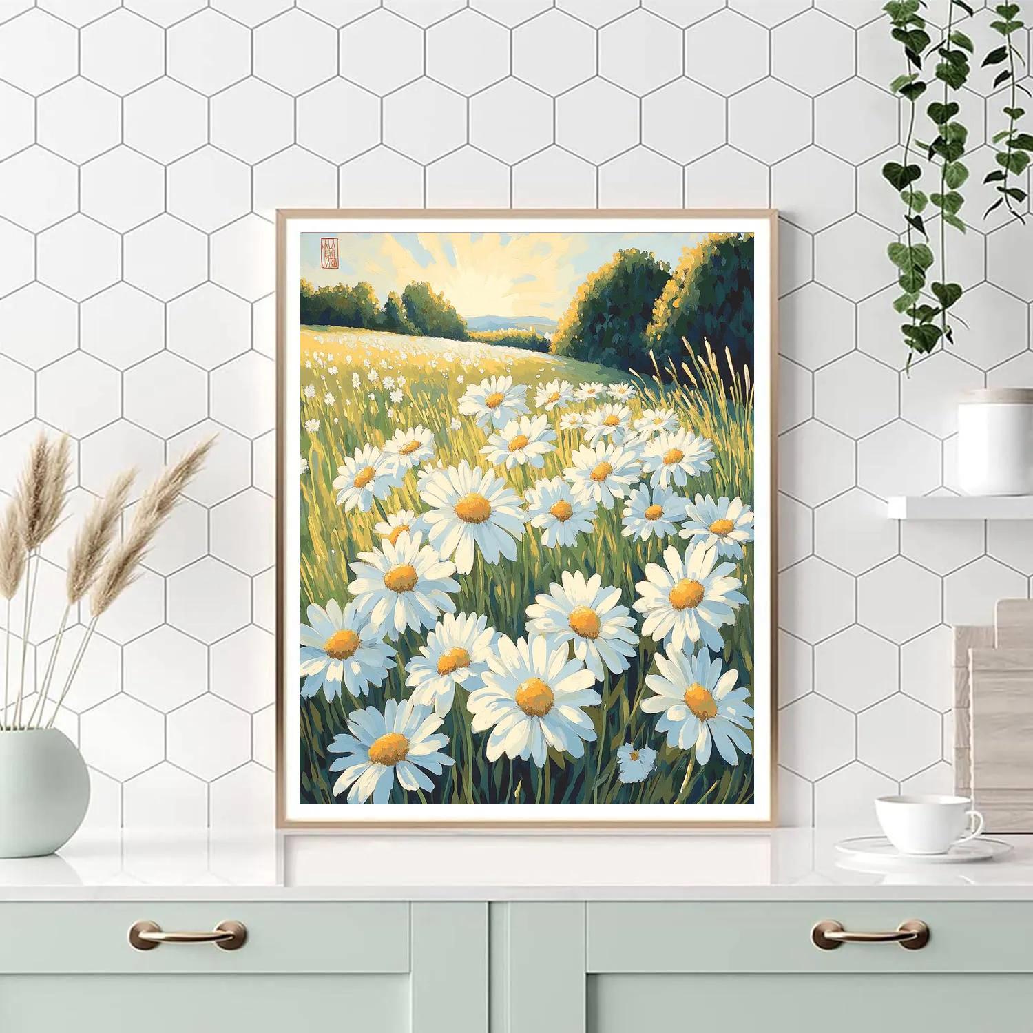 Claude Monet Inspired Field Of Daisies Sun Wash Number painting