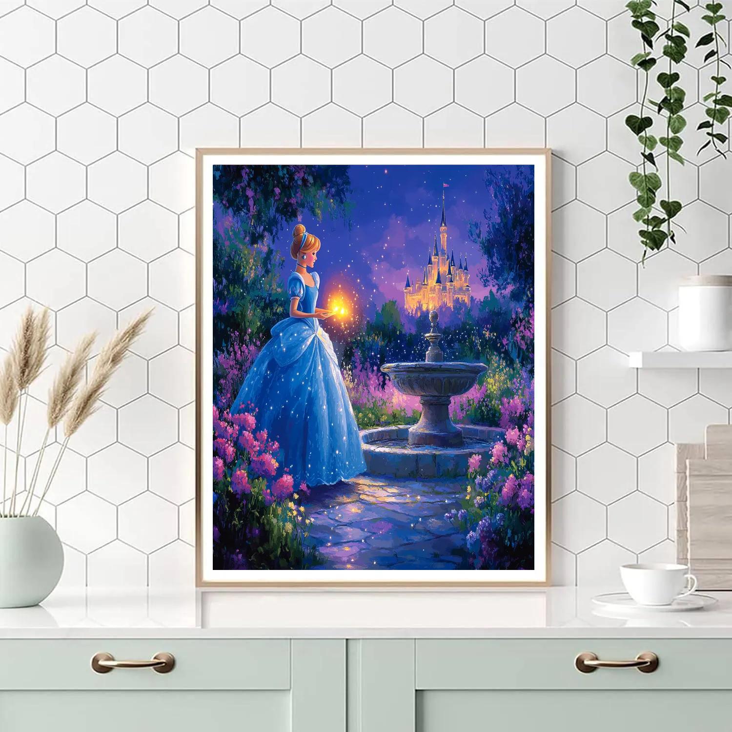 Cinderella Twilight Garden Wishes Disney Inspired Paint by numbers art