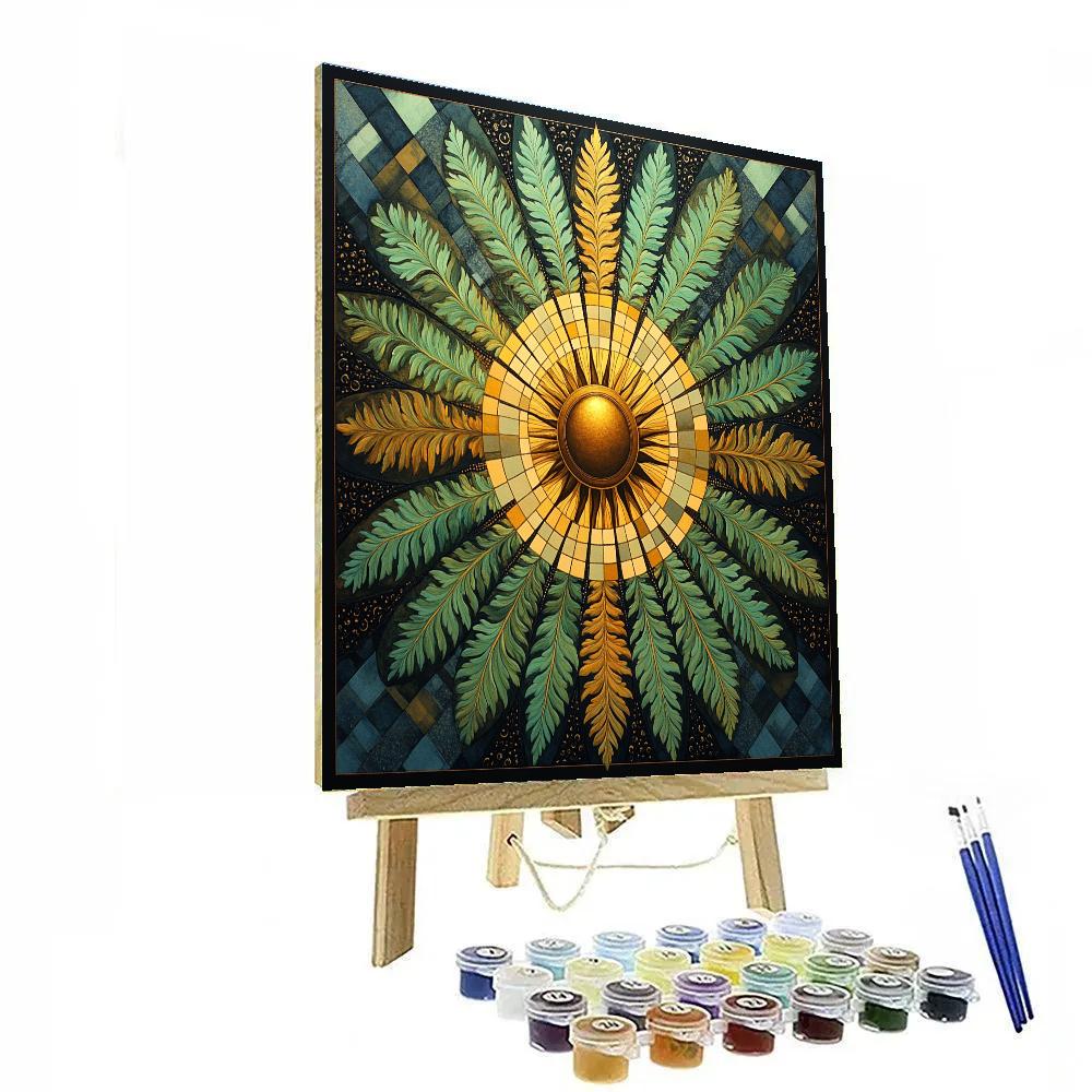 Gustav Klimt Inspired Sunlit Fern Mandala Paint by numbers kits