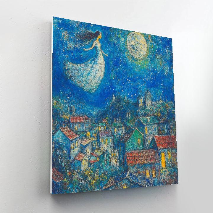 Marc Chagall Inspired Lovers Over Town paint by numbers