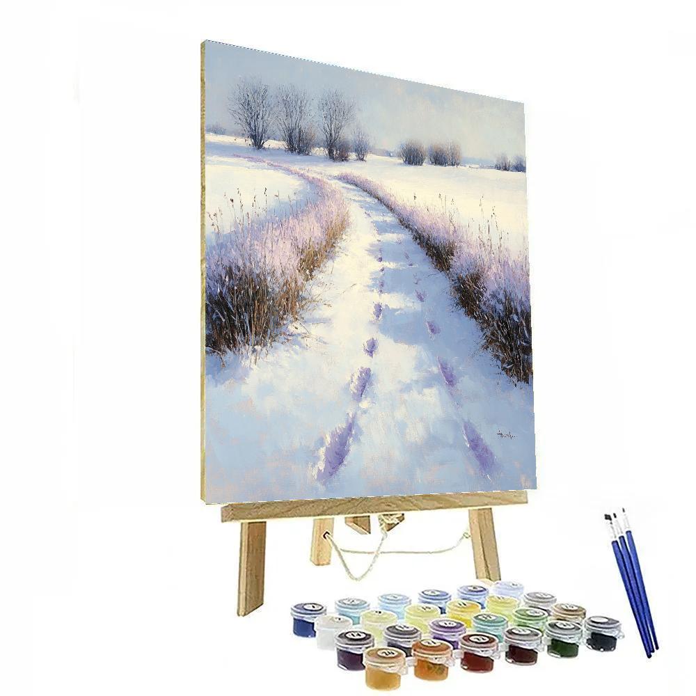 Claude Monet Inspired Snow On Meadow Hedges Number painting