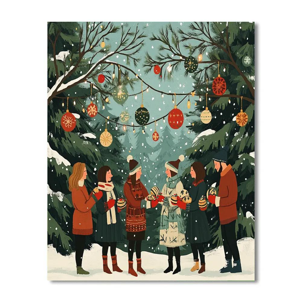 Ornament Exchange Under Pines Paint by numbers kits