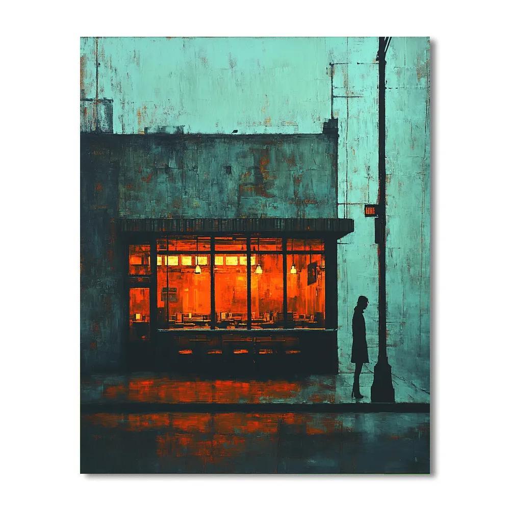 Edward Hopper Inspired Quiet Diner Paint by numbers art