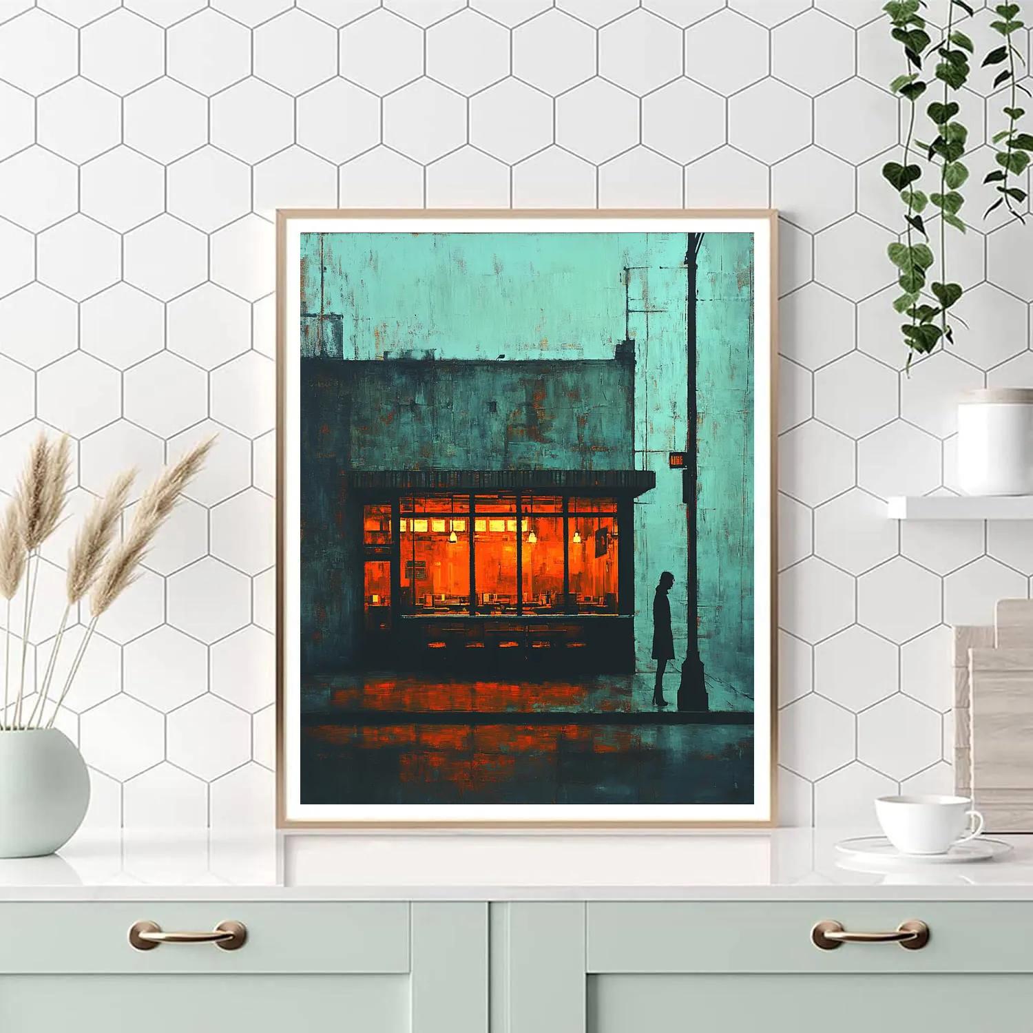 Edward Hopper Inspired Quiet Diner Paint by numbers art