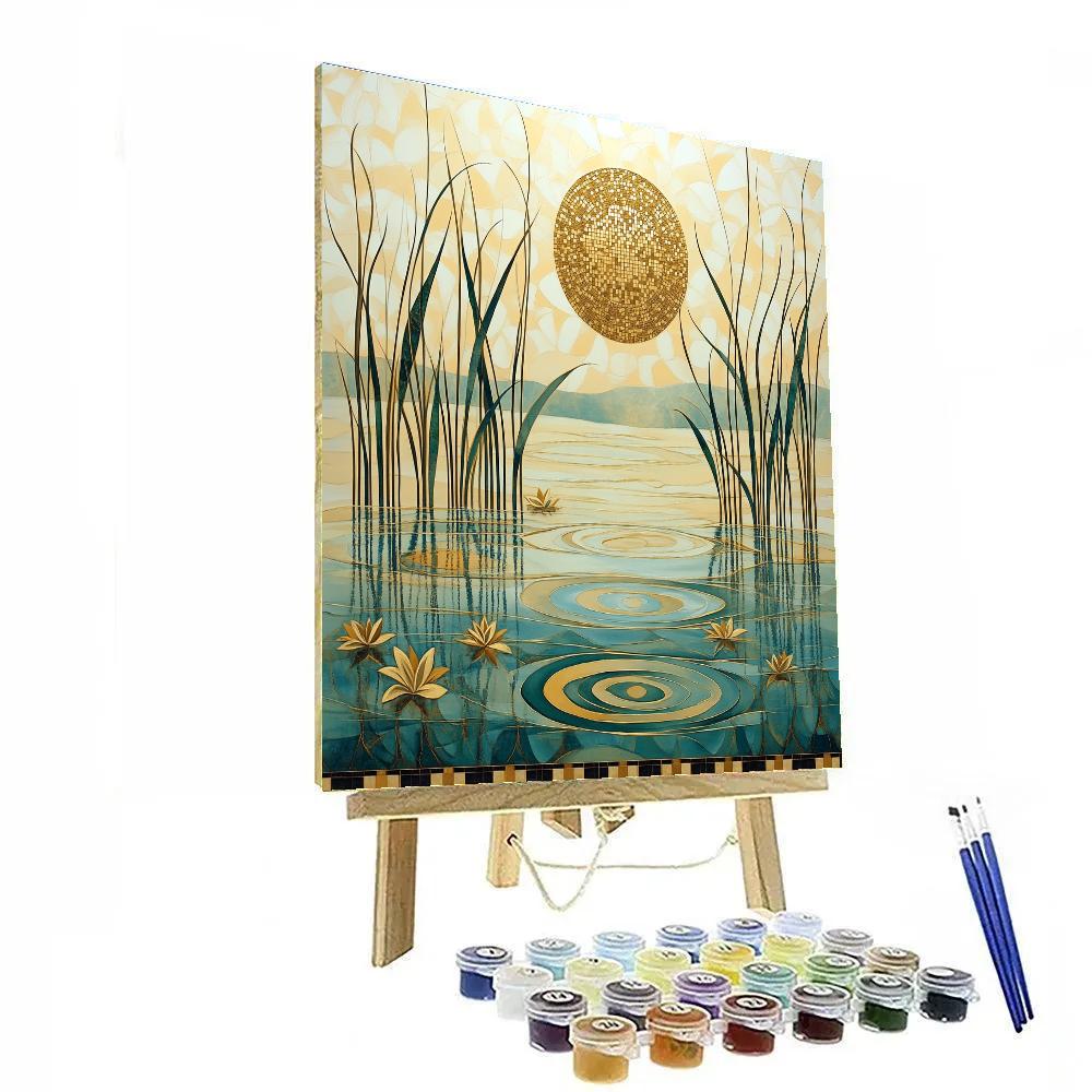 Gustav Klimt Inspired Opaline Moonlit Marsh paint by numbers
