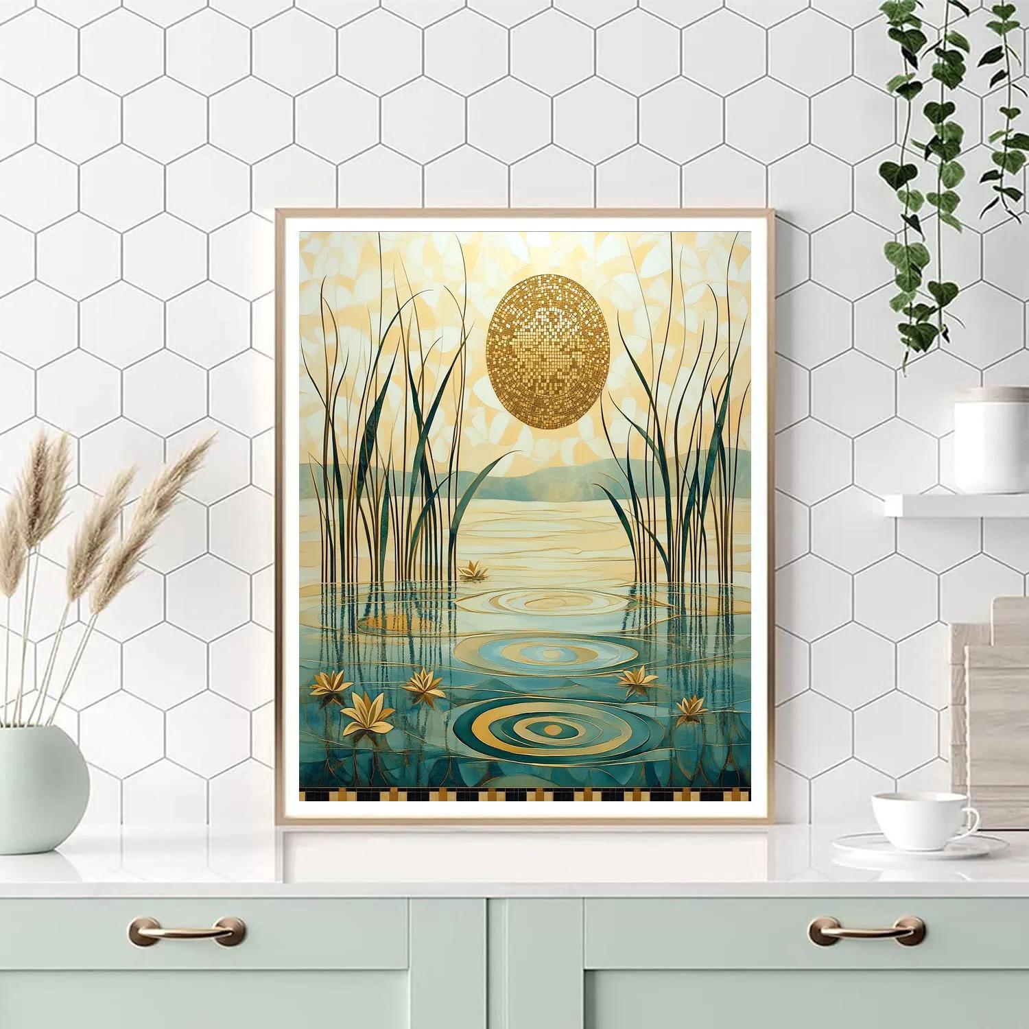 Gustav Klimt Inspired Opaline Moonlit Marsh paint by numbers