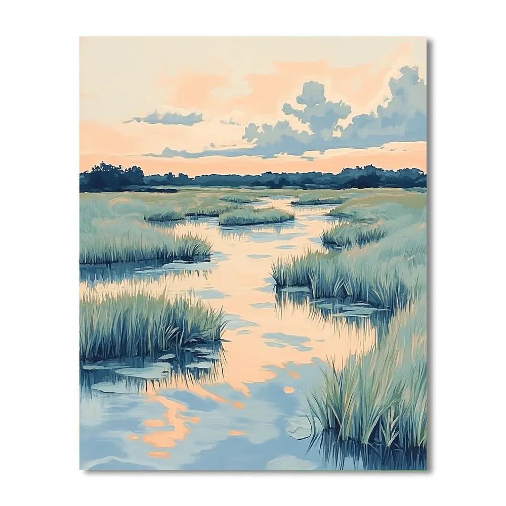 Claude Monet Inspired Water Meadow At Daybreak Painting by numbers kit