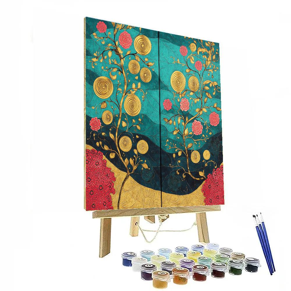 Gustav Klimt Inspired Gilded Coral Garden DIY paint by numbers