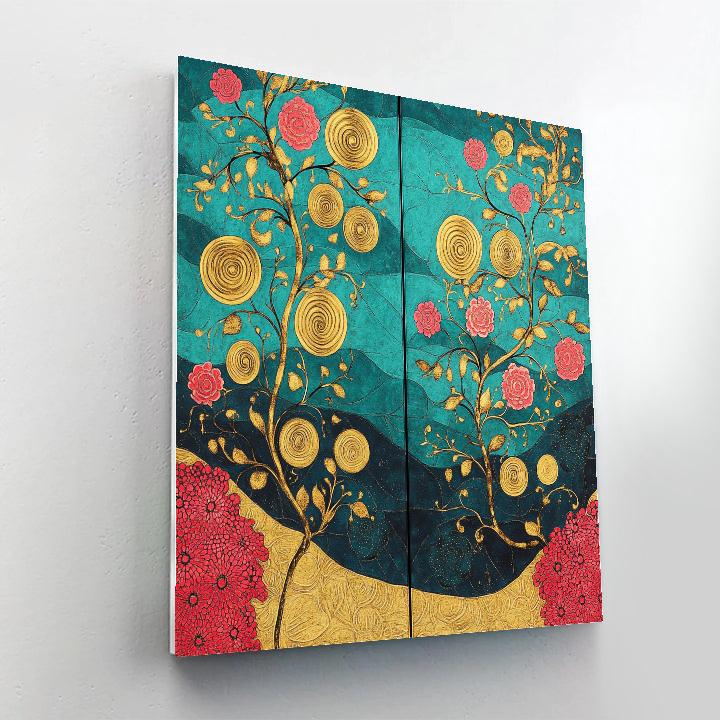 Gustav Klimt Inspired Gilded Coral Garden DIY paint by numbers