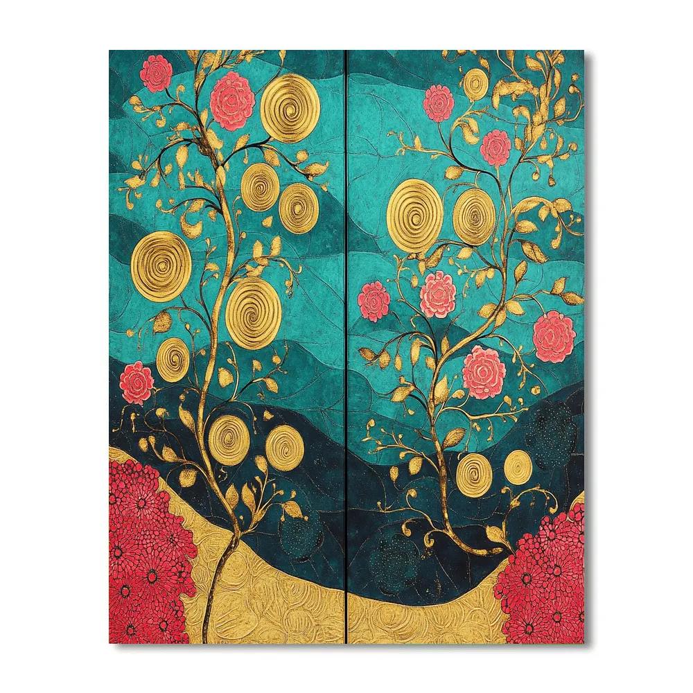 Gustav Klimt Inspired Gilded Coral Garden DIY paint by numbers
