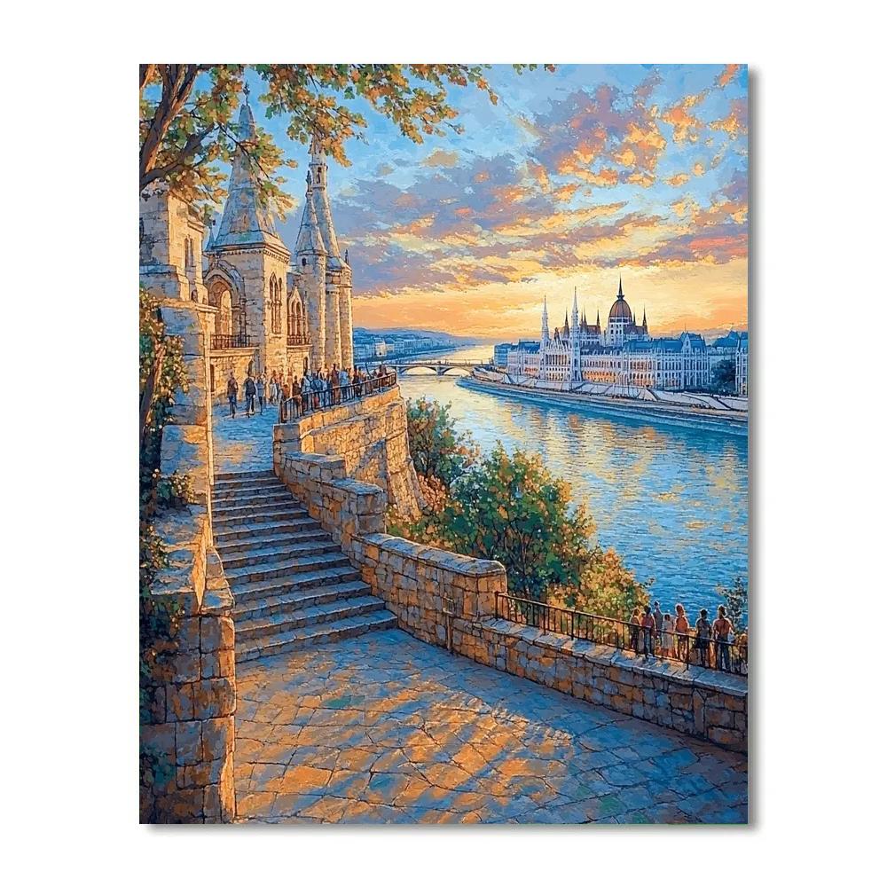 Fishermans Bastion Panorama Budapest Hungary paint by numbers