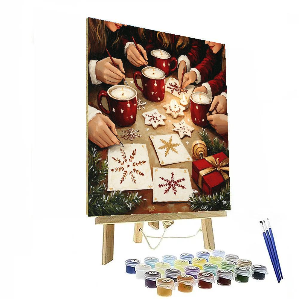 Cocoa And Snowflake Cards DIY paint by numbers