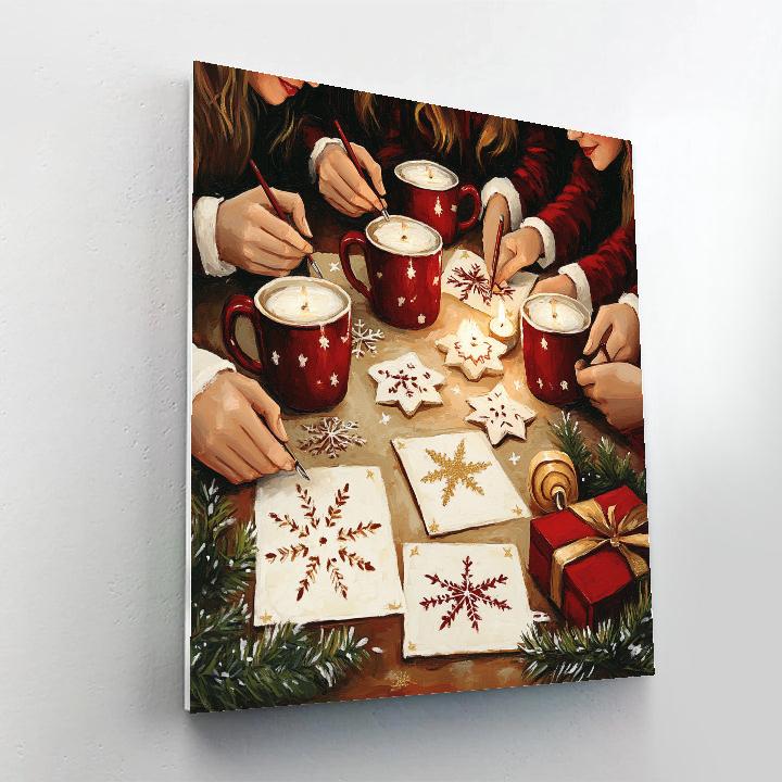 Cocoa And Snowflake Cards DIY paint by numbers