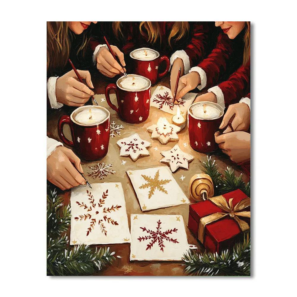 Cocoa And Snowflake Cards DIY paint by numbers