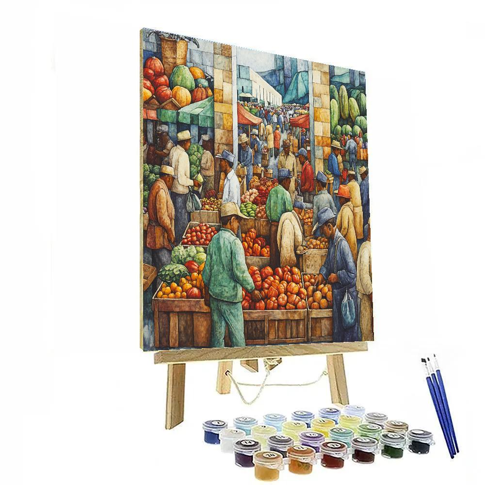 Diego Rivera Inspired Market Scene Numbered painting kits