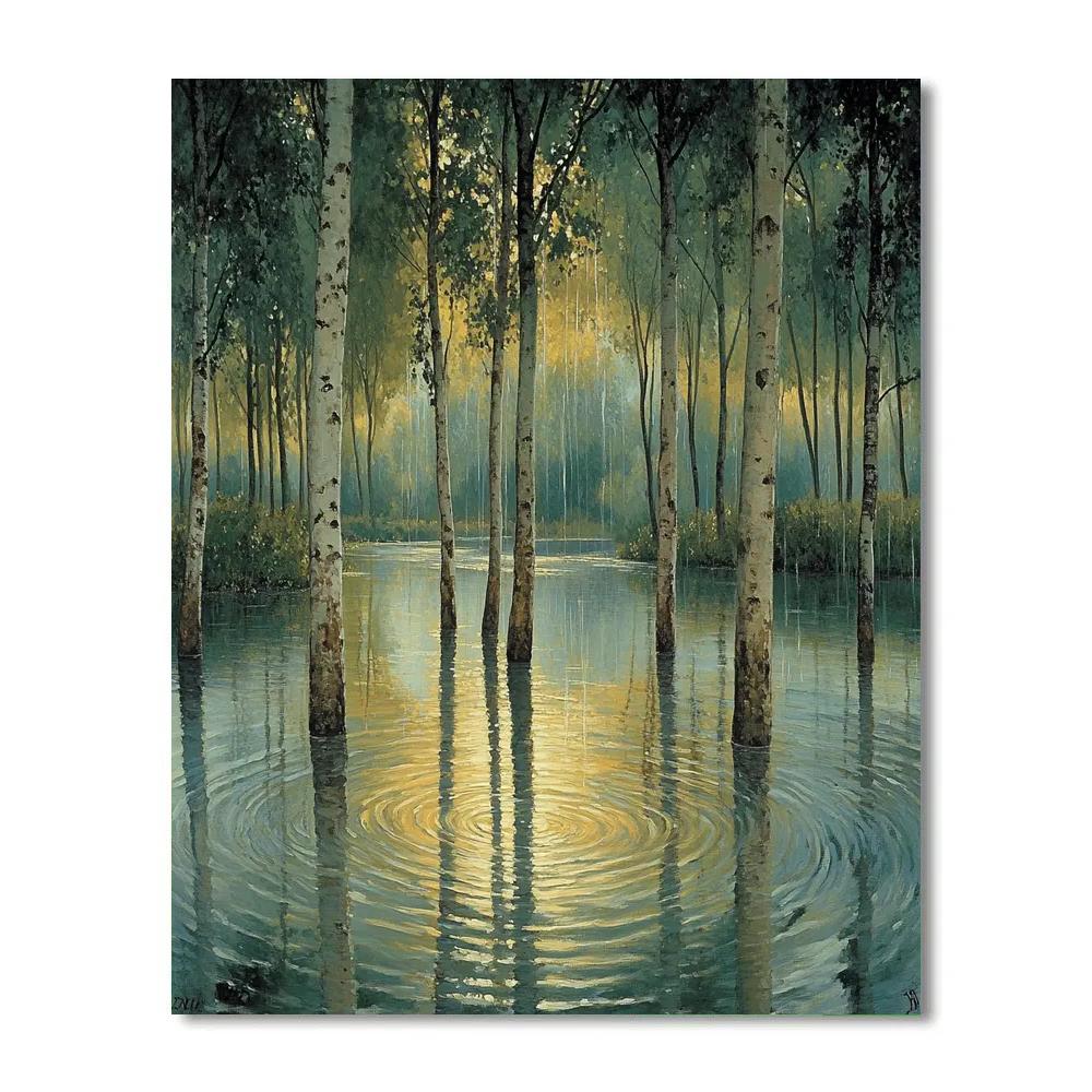 Claude Monet Inspired River Alder In Spring Rain Paint by numbers art