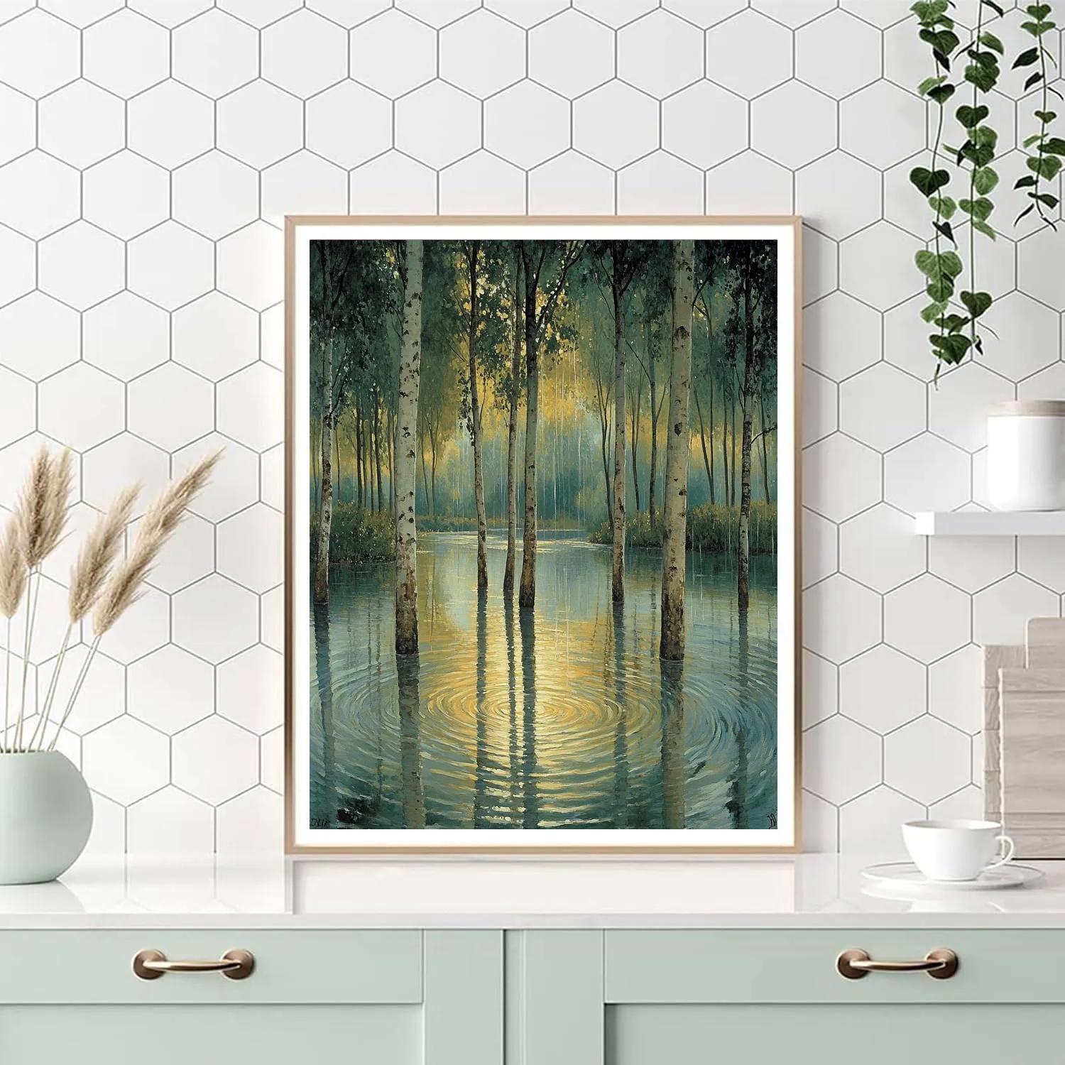 Claude Monet Inspired River Alder In Spring Rain Paint by numbers art