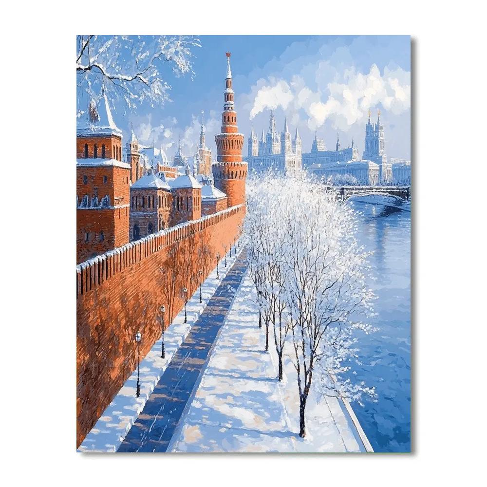 Kremlin Walls View Moscow Russia Painting by numbers kit