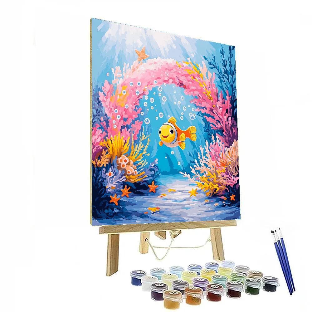 Flounder Coral Reef Peekaboo Disney Inspired Numbered painting kits