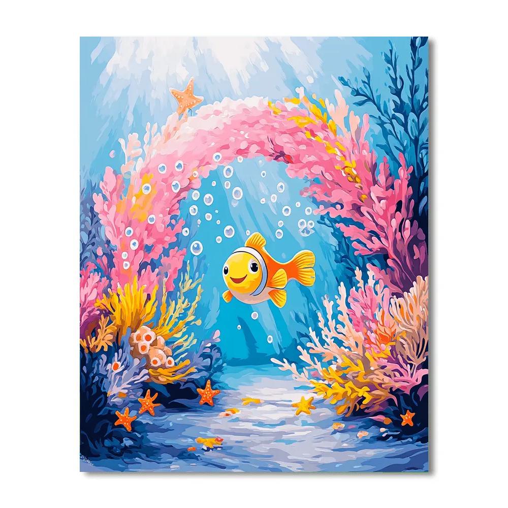 Flounder Coral Reef Peekaboo Disney Inspired Numbered painting kits
