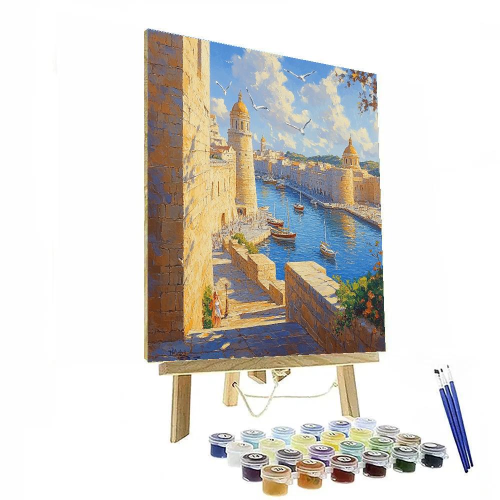 Old Fortified Walls Valletta Malta paint by color