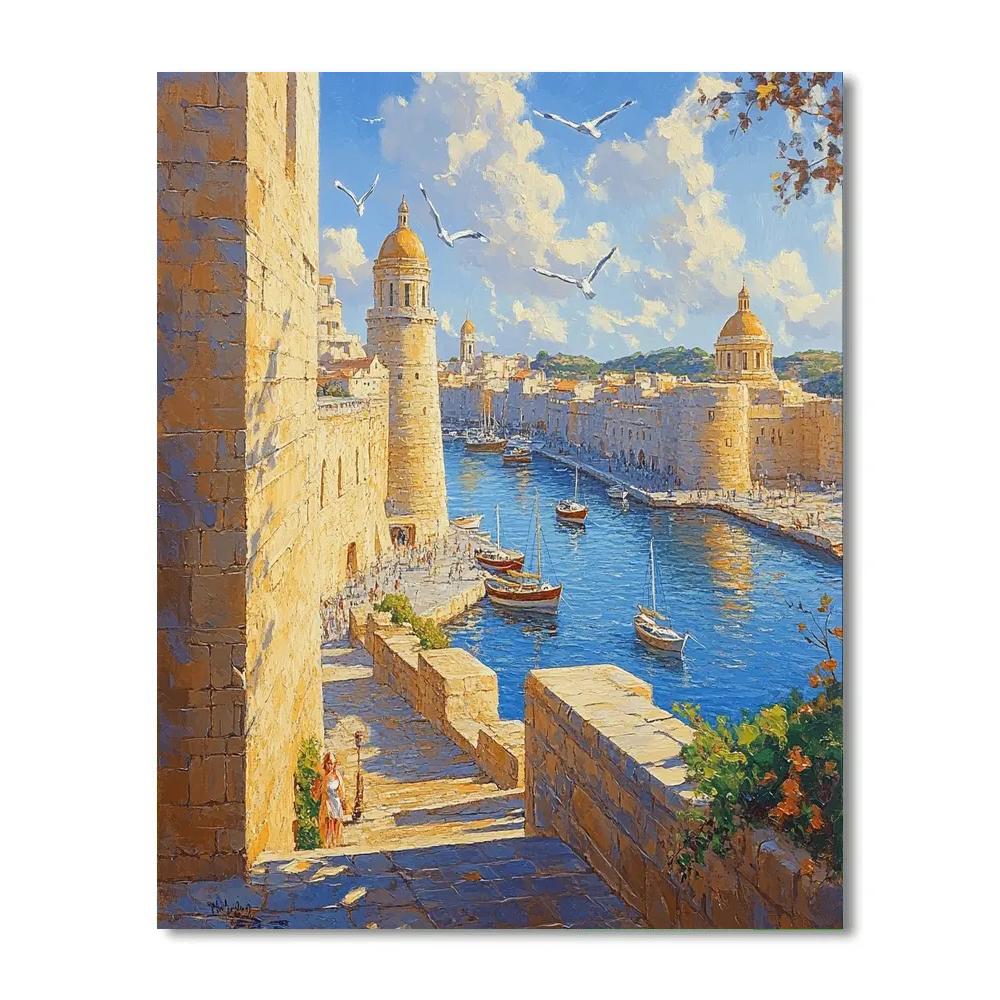 Old Fortified Walls Valletta Malta paint by color