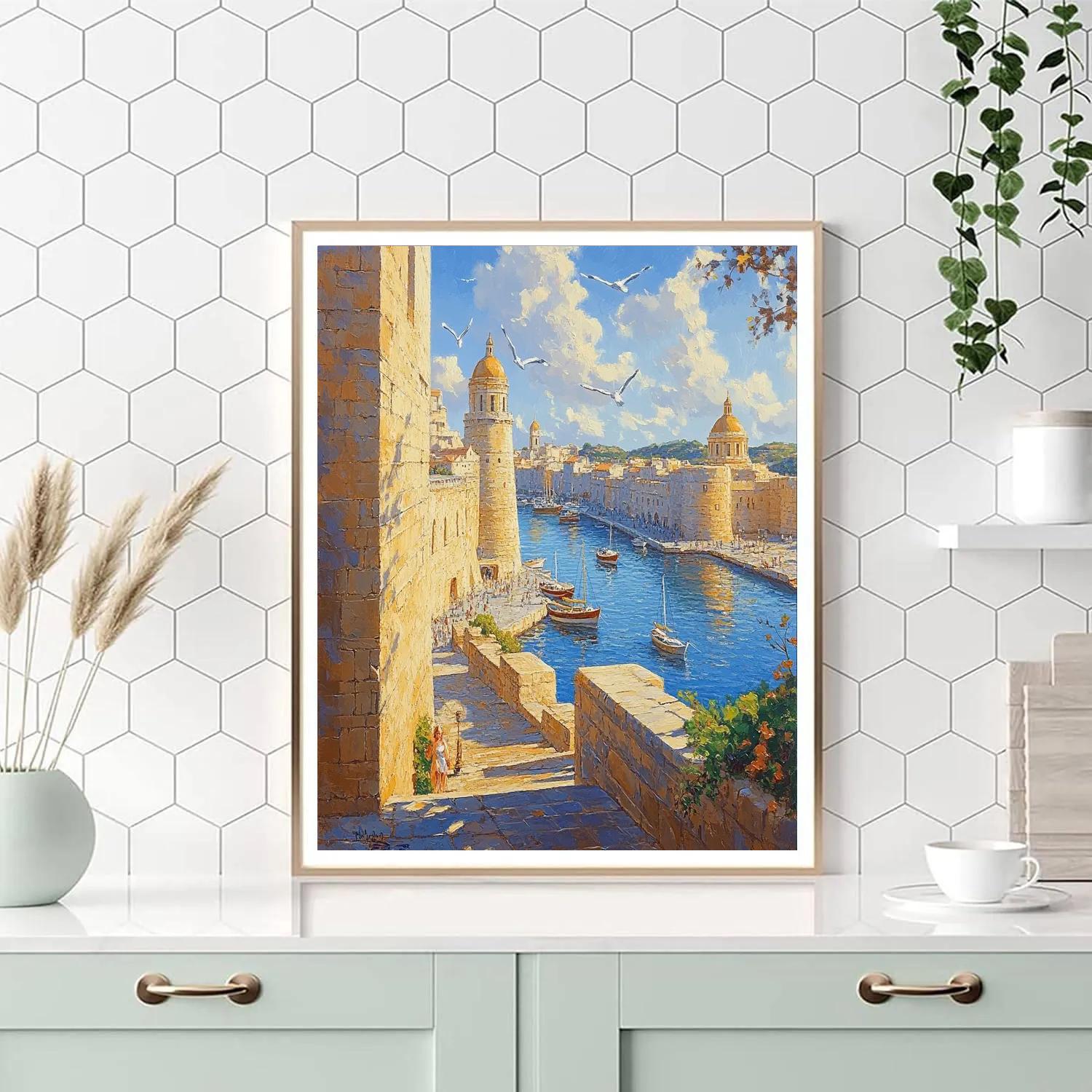Old Fortified Walls Valletta Malta paint by color