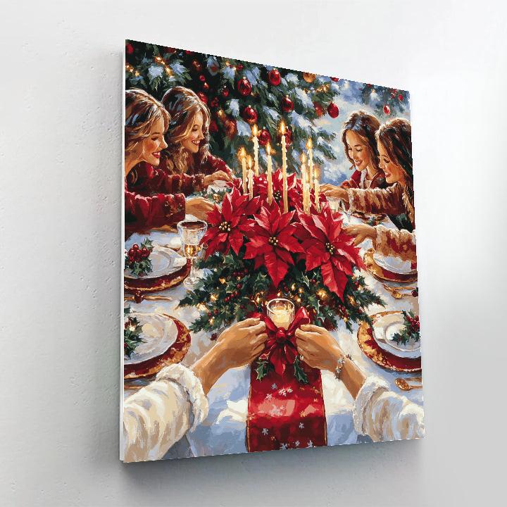 Poinsettia Table Blessing Paint by numbers art