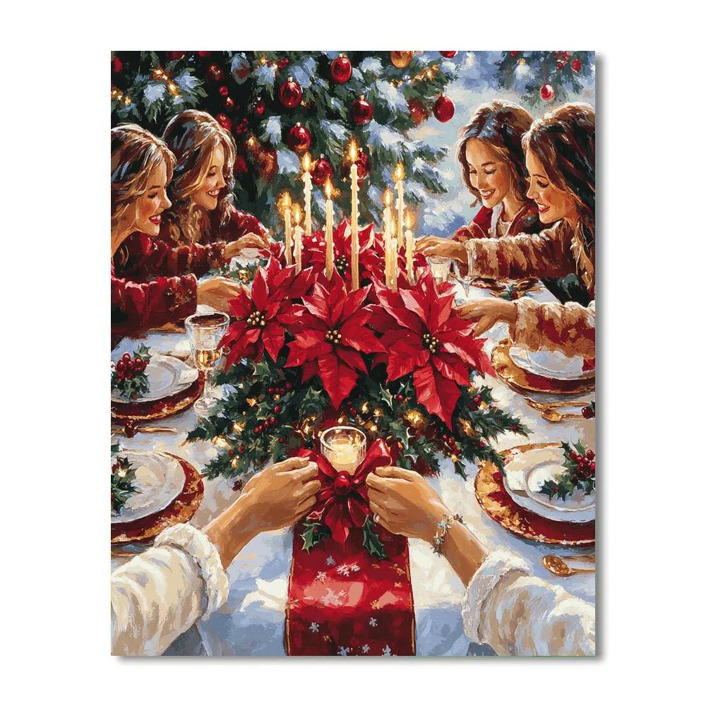 Poinsettia Table Blessing Paint by numbers art