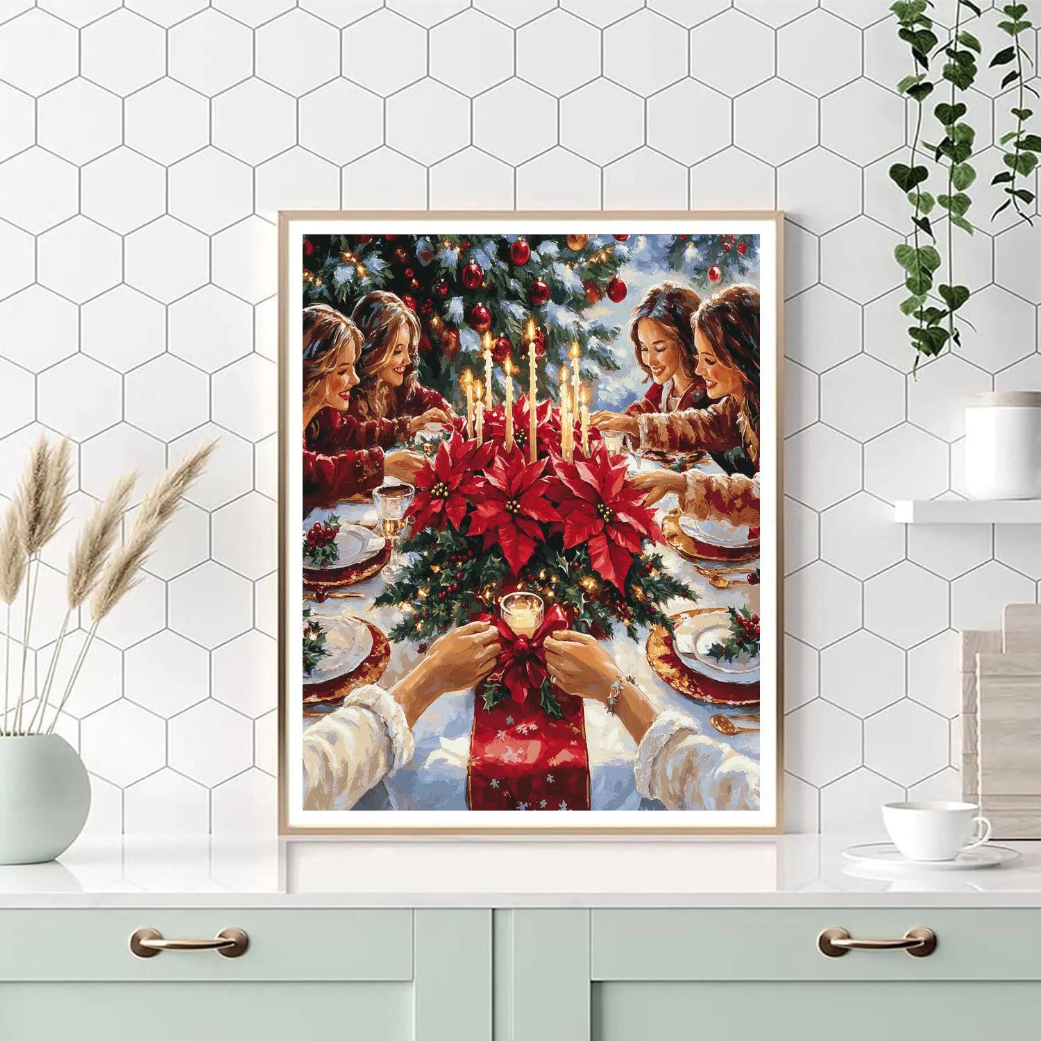 Poinsettia Table Blessing Paint by numbers art
