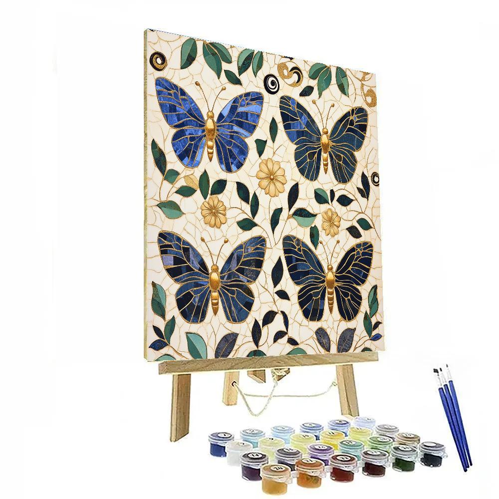 Gustav Klimt Inspired Lapis Butterfly Meadow Pattern Numbered painting kits