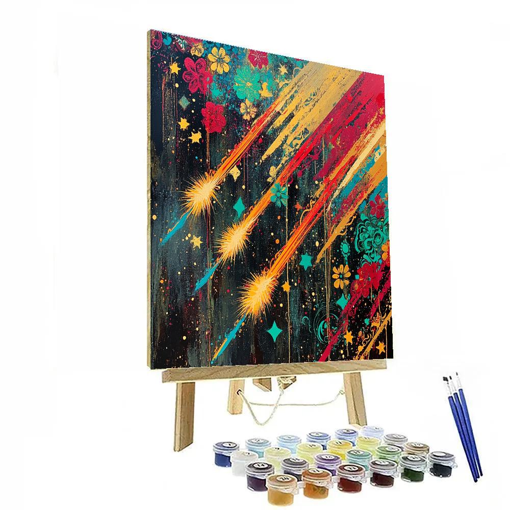 Frida Kahlo Inspired Meteor Shower Petal Storm paint by color