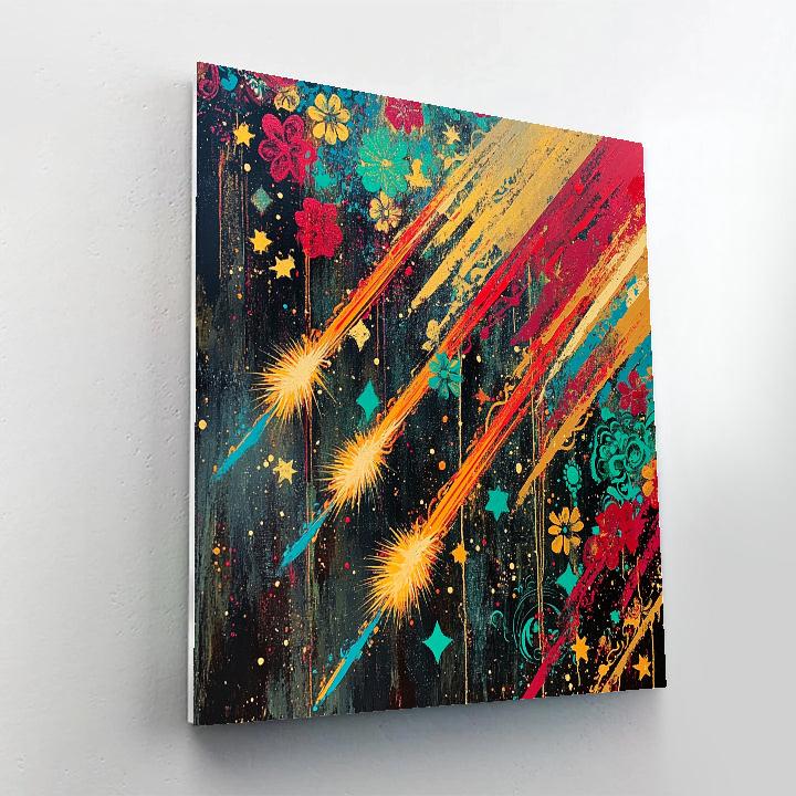 Frida Kahlo Inspired Meteor Shower Petal Storm paint by color