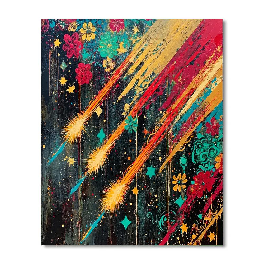Frida Kahlo Inspired Meteor Shower Petal Storm paint by color
