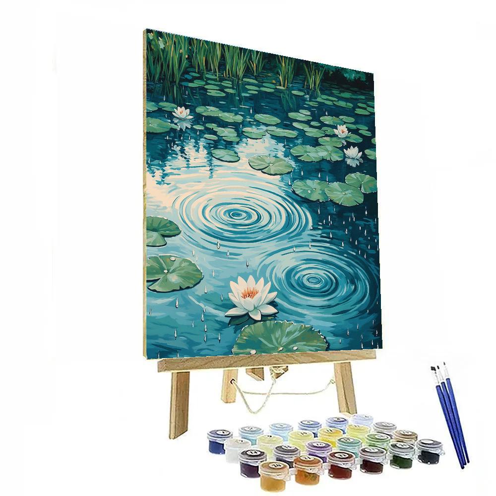Claude Monet Inspired Water Lilies Rain Circles Painting by numbers kit
