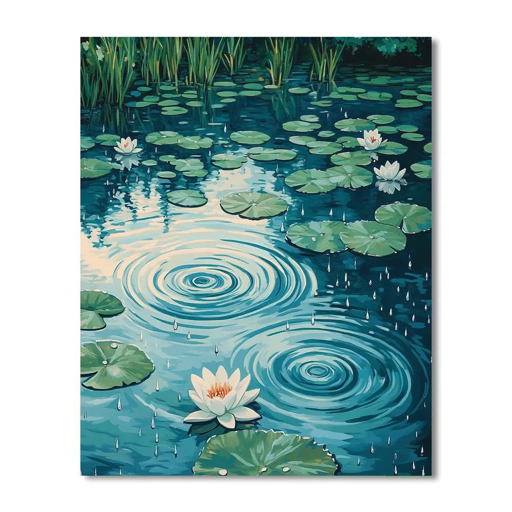 Claude Monet Inspired Water Lilies Rain Circles Painting by numbers kit