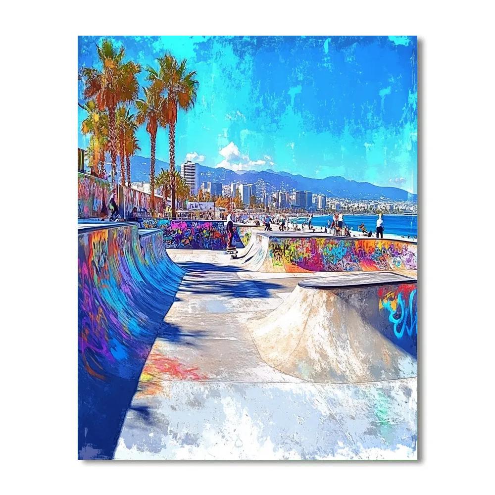 Skatepark At Urban Waterfront Barcelona Spain paint by number