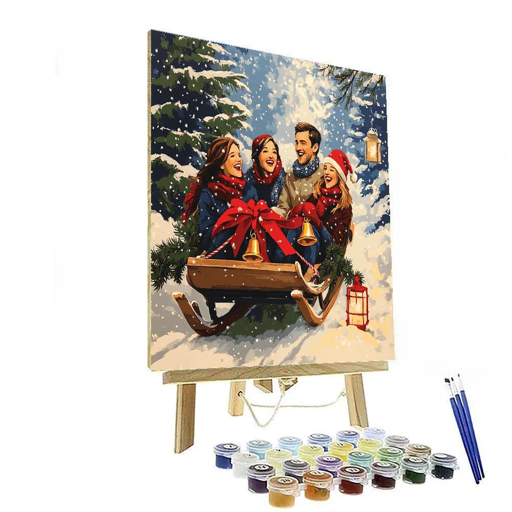 Ribbon Tied Sled Ride Painting by numbers kit