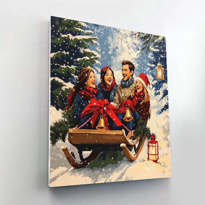 Ribbon Tied Sled Ride Painting by numbers kit