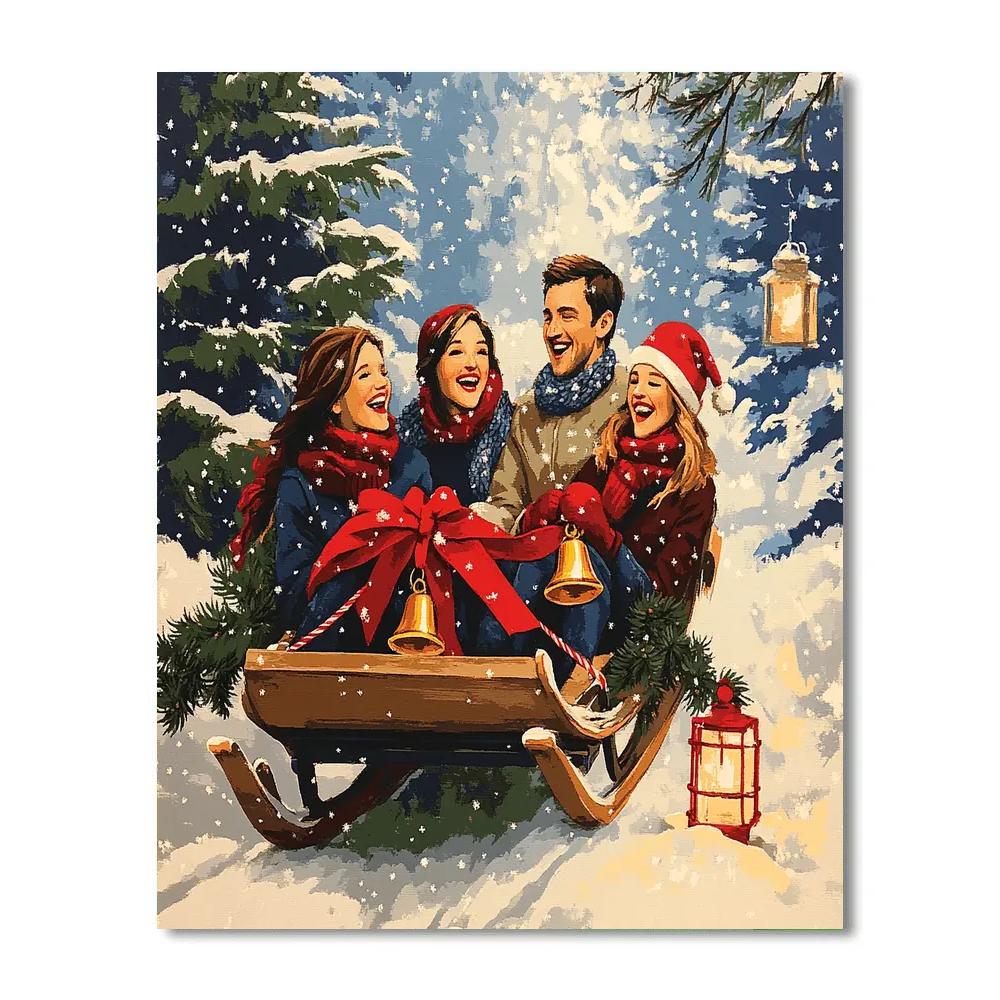 Ribbon Tied Sled Ride Painting by numbers kit