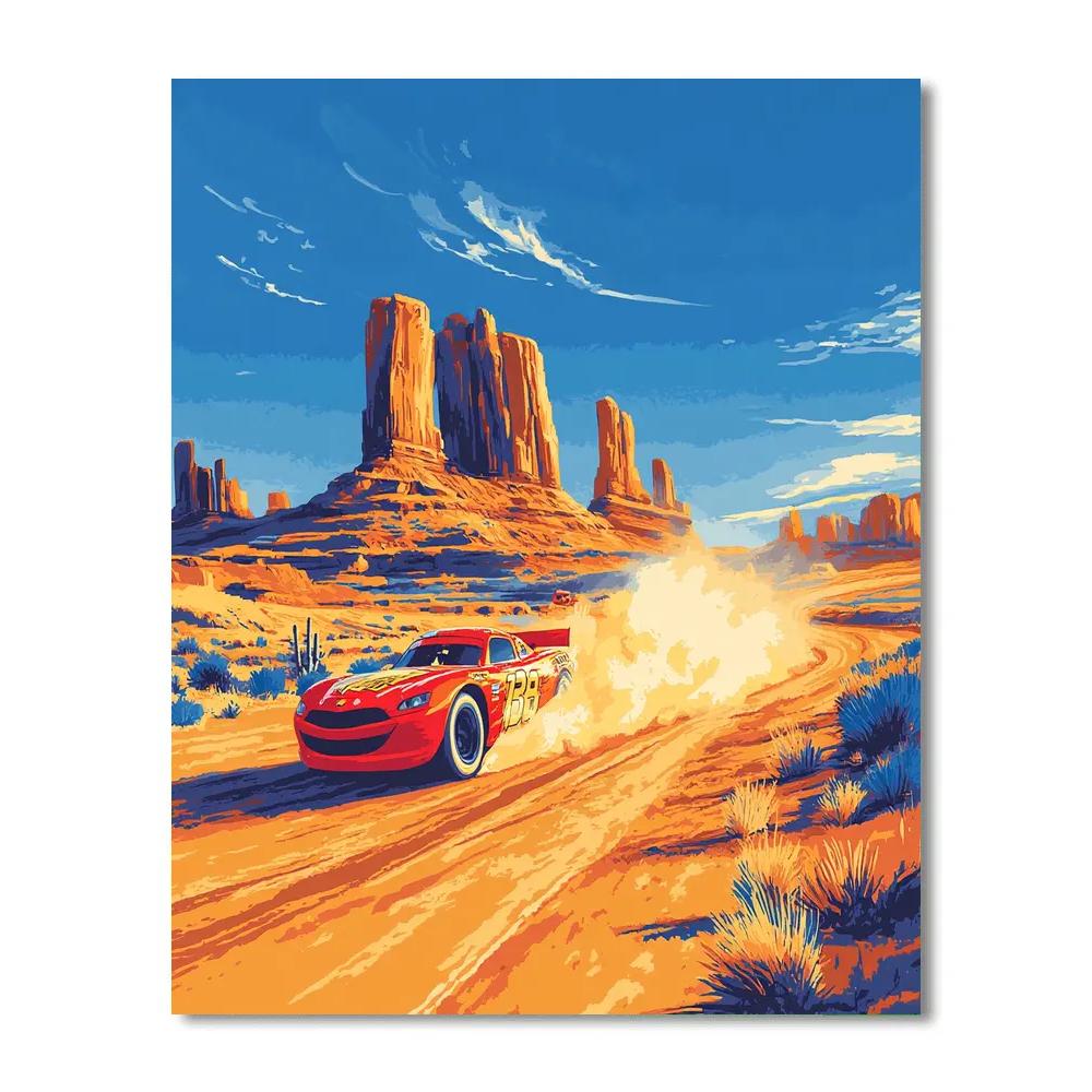 Lightning McQueen Desert Speed Trial Disney Inspired DIY paint by numbers