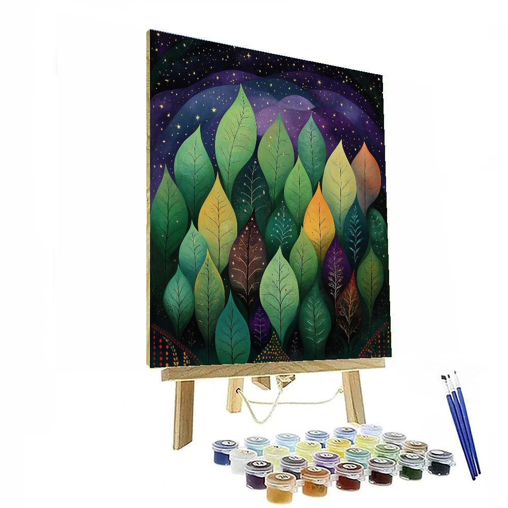 Frida Kahlo Inspired Galactic Rainforest Dreamscape paint by color
