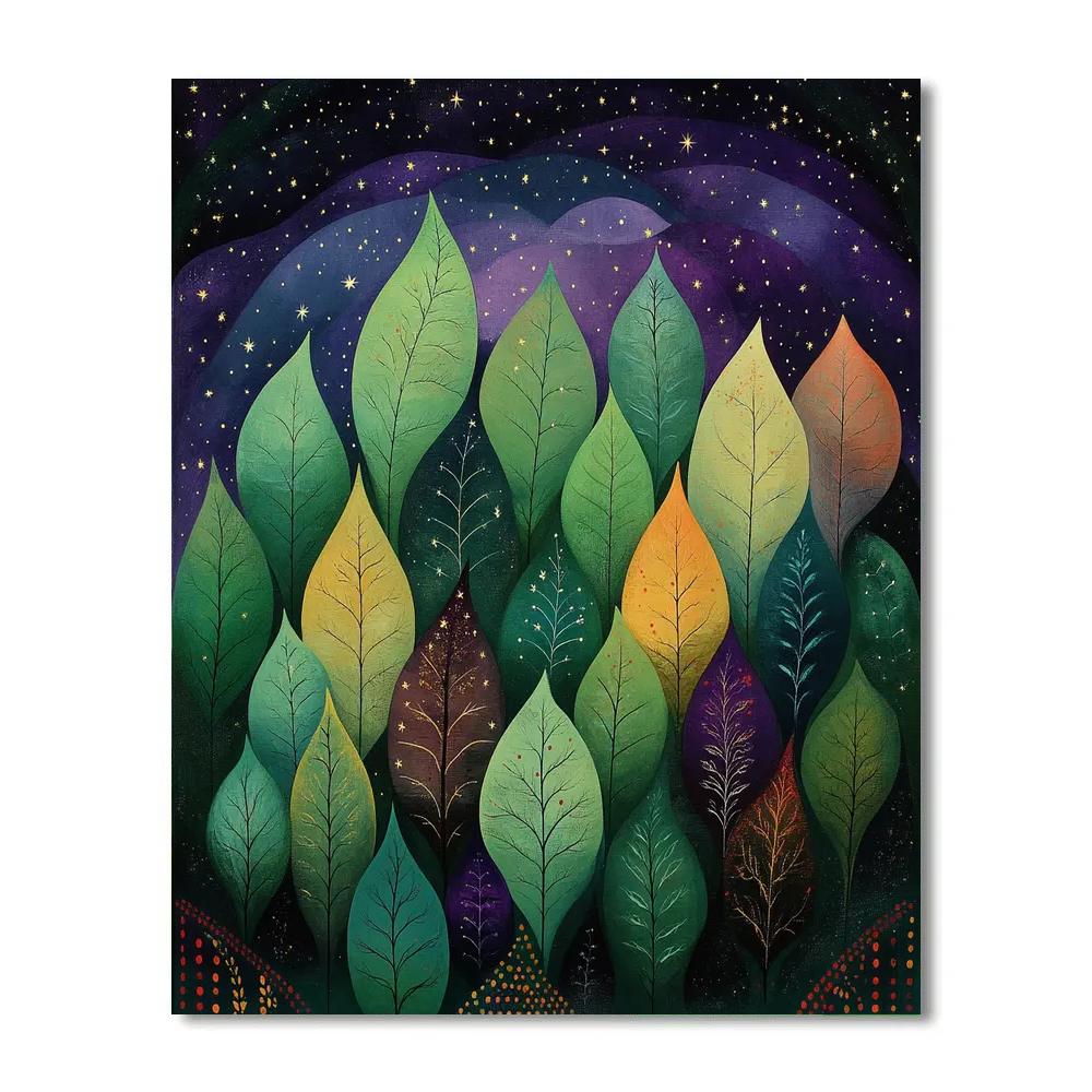 Frida Kahlo Inspired Galactic Rainforest Dreamscape paint by color