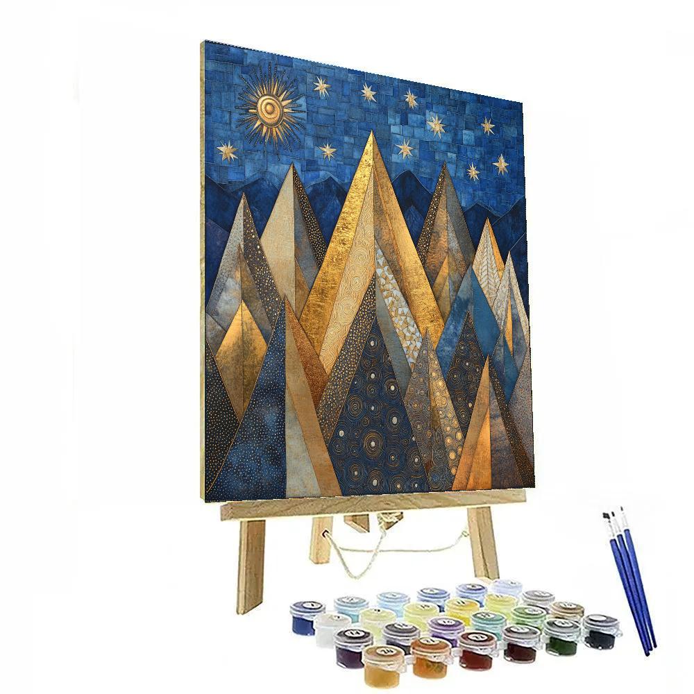Gustav Klimt Inspired Gilded Mountain Quilt paint by number