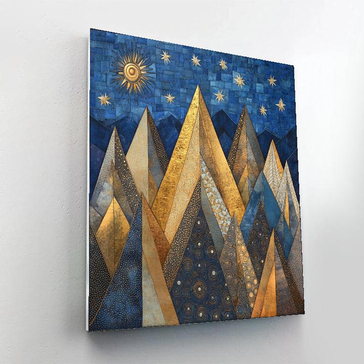 Gustav Klimt Inspired Gilded Mountain Quilt paint by number