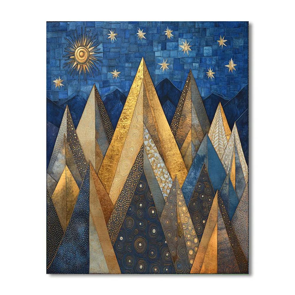 Gustav Klimt Inspired Gilded Mountain Quilt paint by number