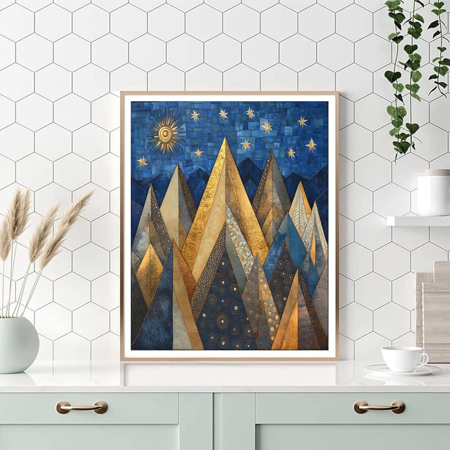 Gustav Klimt Inspired Gilded Mountain Quilt paint by number