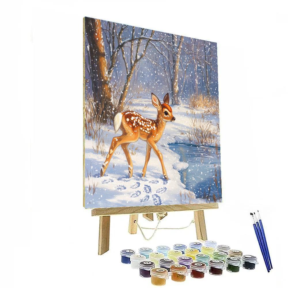 Bambi First Snow Meadow Walk Disney Inspired Paint by numbers art